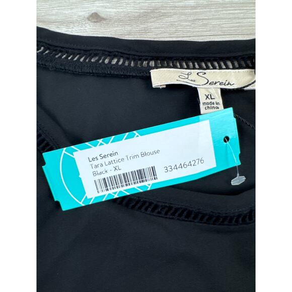 Les‎ Serein Tara Lattice Trim Blouse – Black, XL, StitchFix, NWT - Picture 6 of 7